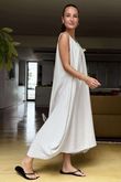Made in Italy Aster Pocketed Cocoon Dress Stone